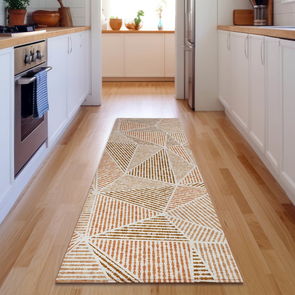 Premium Machine Washable Mayfield  Terracotta 2'3" x 7'6" Runner Rug. Picture 5