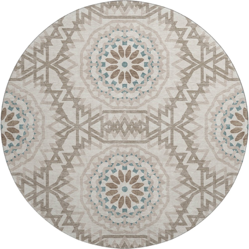 Premium Machine Washable Mayfield  Beige 8' x 8' Round Rug. Picture 1