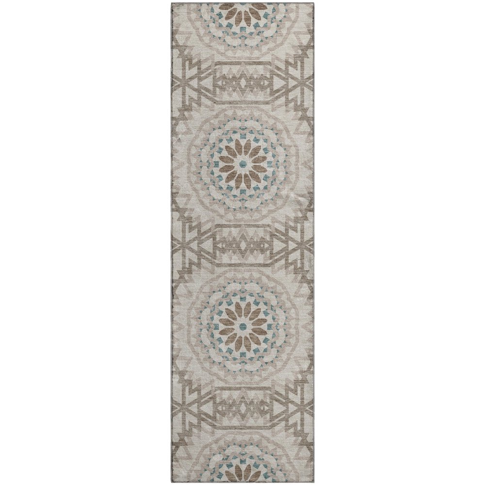 Premium Machine Washable Mayfield  Beige 2'3" x 7'6" Runner Rug. Picture 1