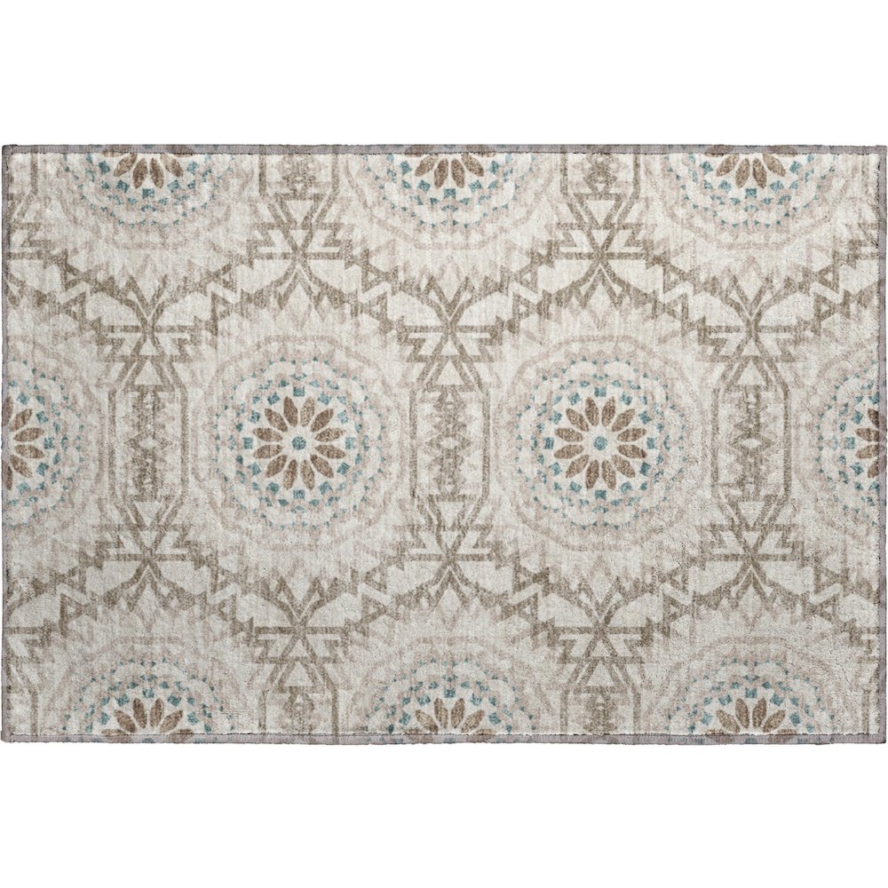 Premium Machine Washable Mayfield  Beige 1'8" x 2'6" Rug. Picture 1
