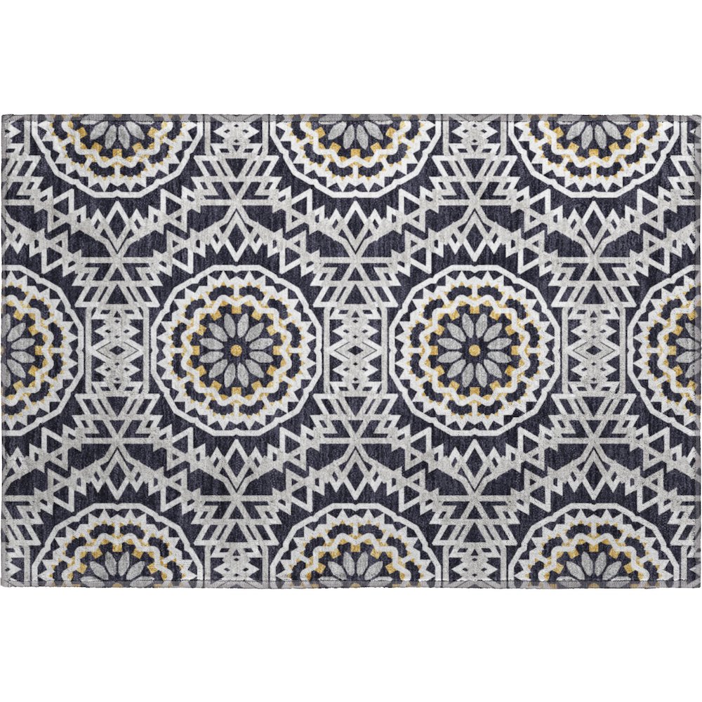 Premium Machine Washable Mayfield  Black 1'8" x 2'6" Rug. Picture 1