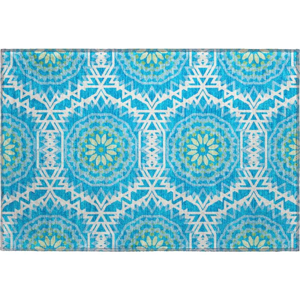 Premium Machine Washable Mayfield  Blue 1'8" x 2'6" Rug. Picture 1