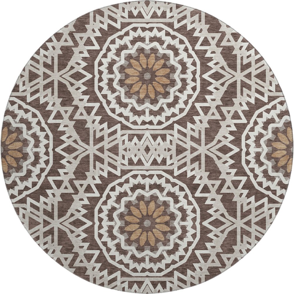 Premium Machine Washable Mayfield  Chocolate 8' x 8' Round Rug. Picture 1