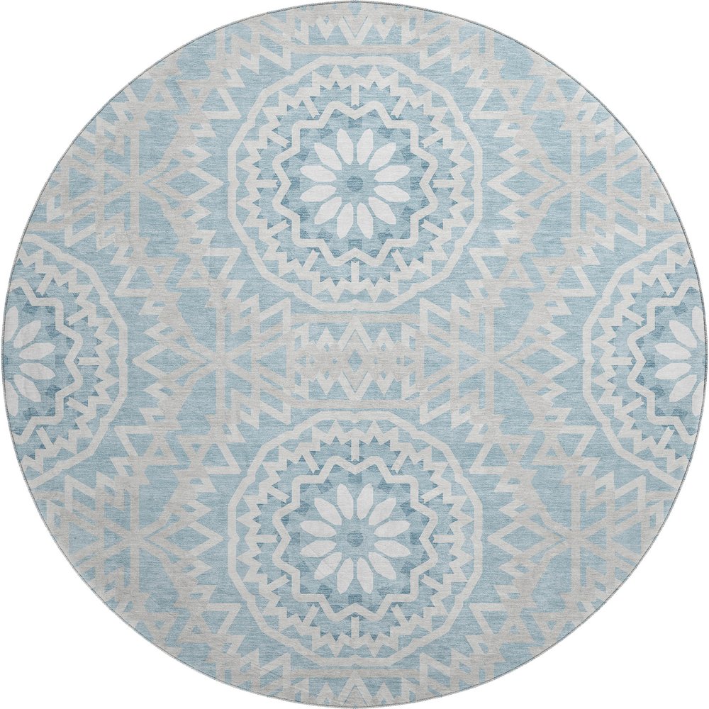 Premium Machine Washable Mayfield  Denim 8' x 8' Round Rug. Picture 1