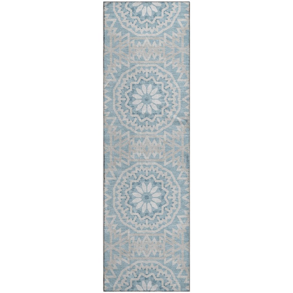 Premium Machine Washable Mayfield  Denim 2'3" x 7'6" Runner Rug. Picture 1