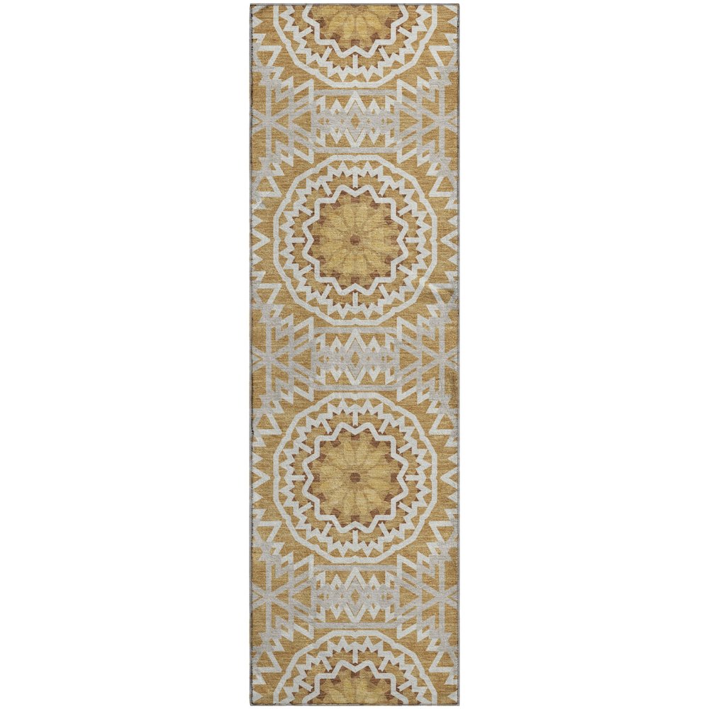 Premium Machine Washable Mayfield  Gold 2'3" x 7'6" Runner Rug. Picture 1