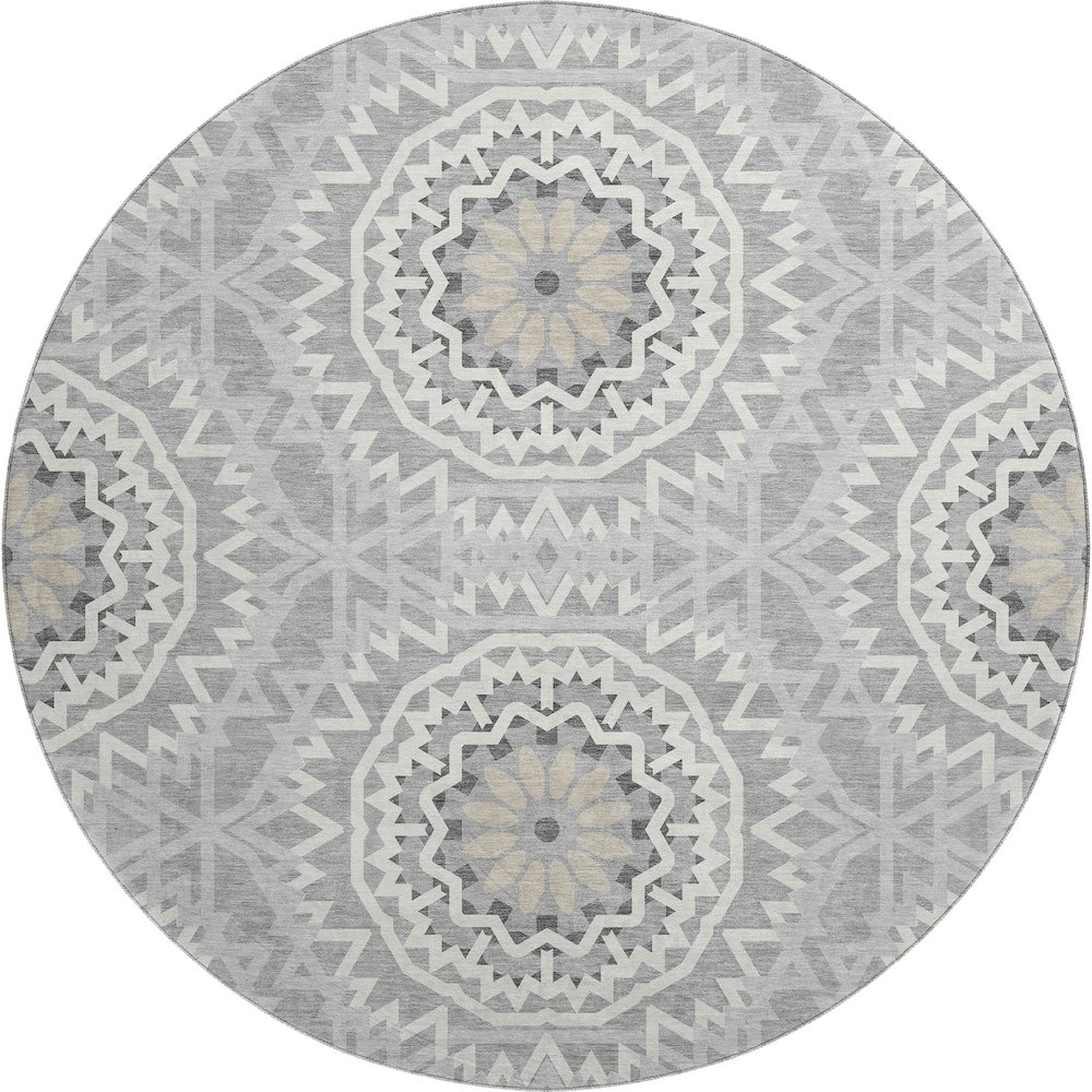 Premium Machine Washable Mayfield  Gray 8' x 8' Round Rug. Picture 1