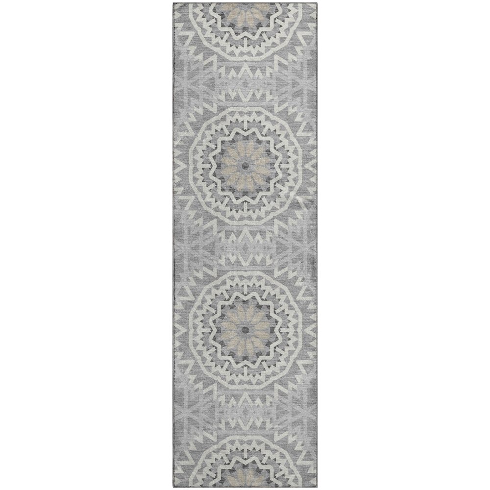 Premium Machine Washable Mayfield  Gray 2'3" x 7'6" Runner Rug. Picture 1