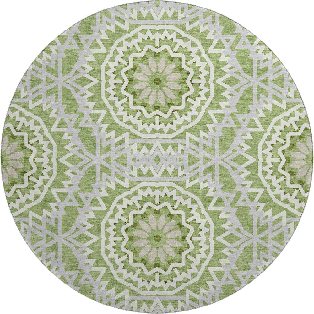 Premium Machine Washable Mayfield  Green 8' x 8' Round Rug. Picture 1