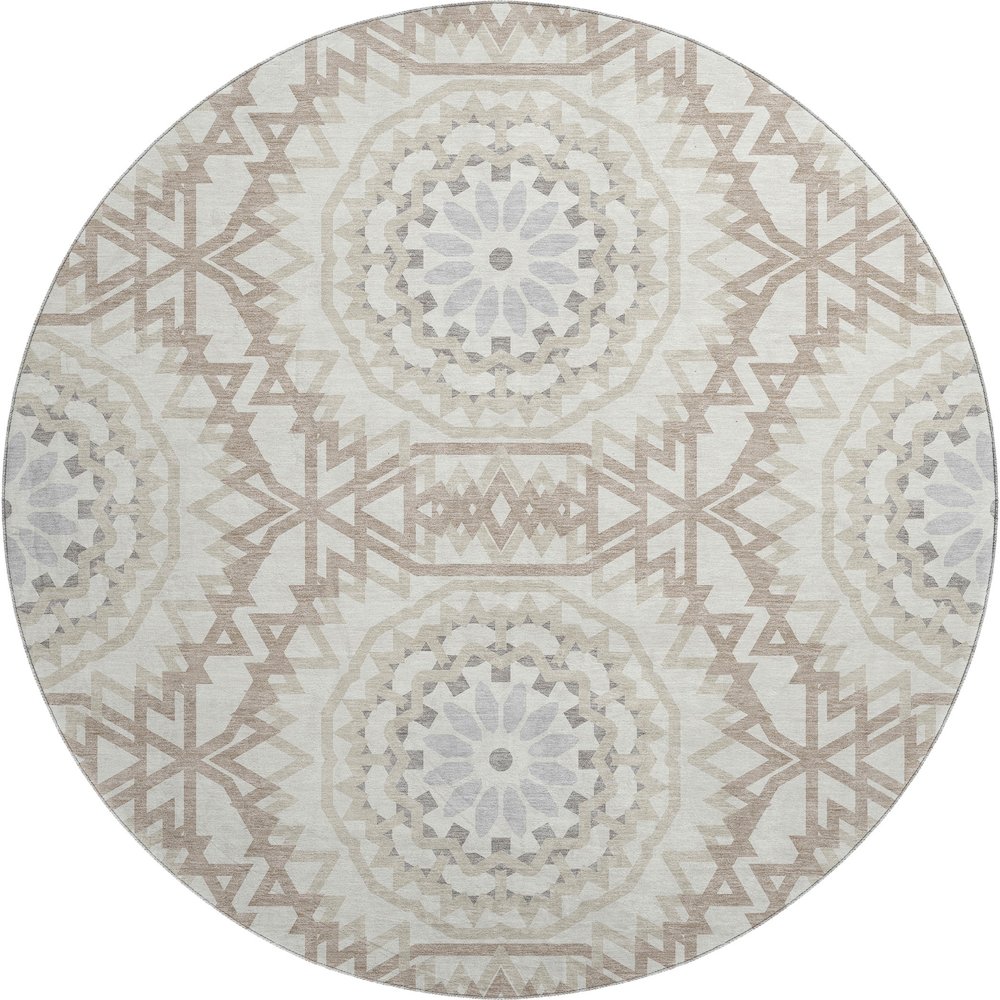 Premium Machine Washable Mayfield  Ivory 8' x 8' Round Rug. Picture 1