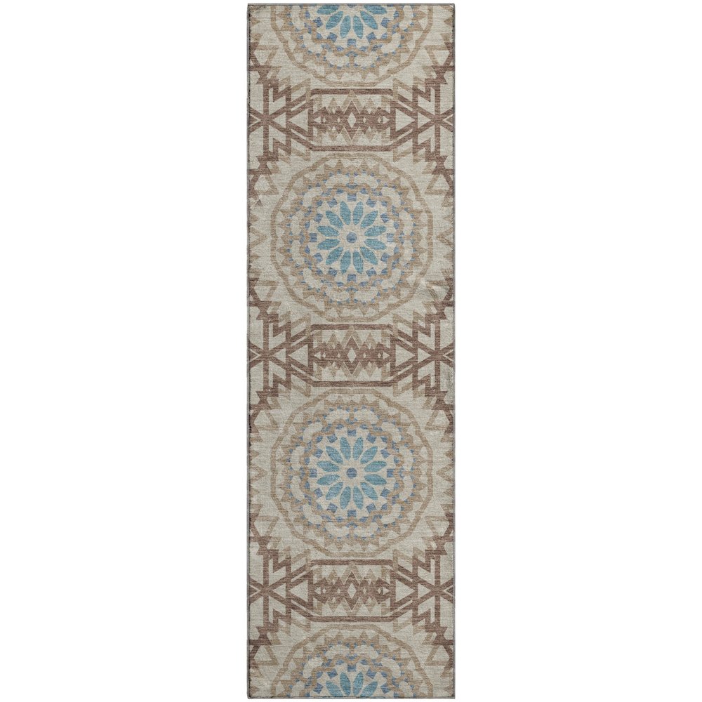 Premium Machine Washable Mayfield  Khaki 2'3" x 7'6" Runner Rug. Picture 1