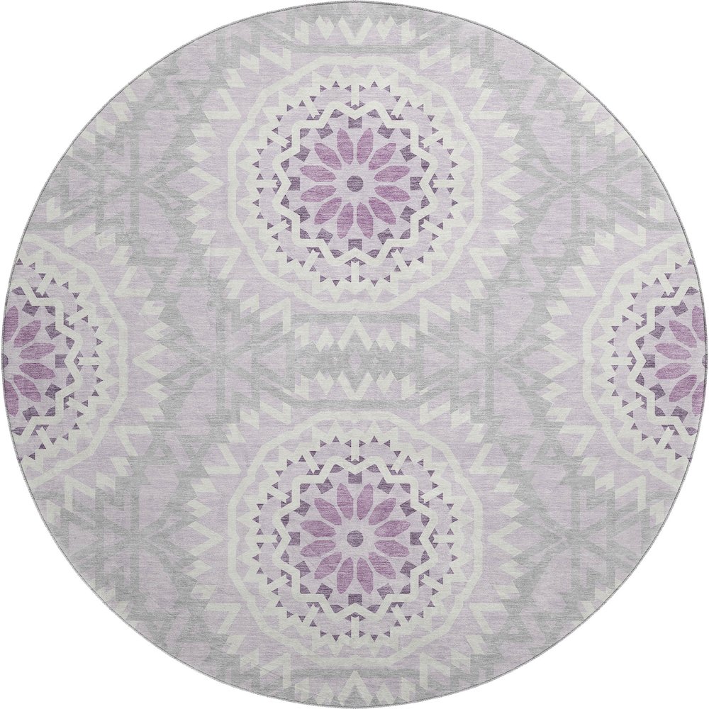 Premium Machine Washable Mayfield  Lilac 8' x 8' Round Rug. Picture 1