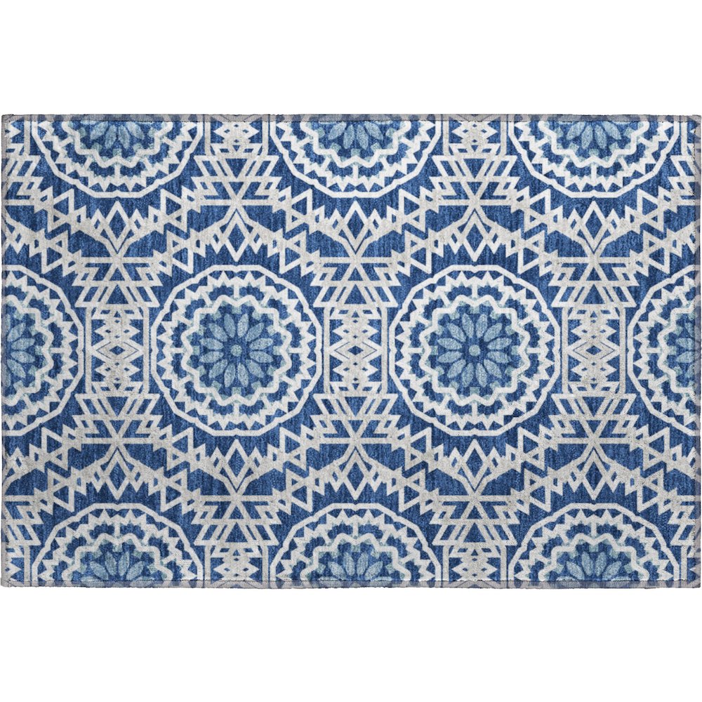 Premium Machine Washable Mayfield  Navy 1'8" x 2'6" Rug. Picture 1
