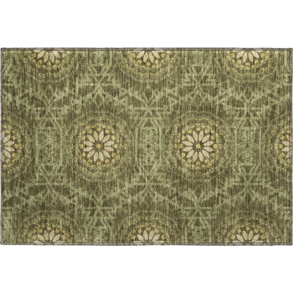 Premium Machine Washable Mayfield  Olive 1'8" x 2'6" Rug. Picture 1