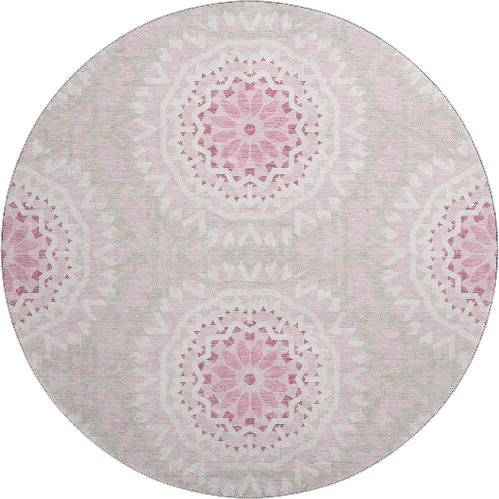 Premium Machine Washable Mayfield  Pink 8' x 8' Round Rug. Picture 1