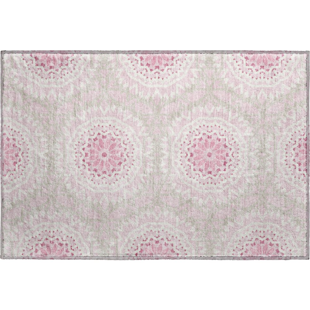 Premium Machine Washable Mayfield  Pink 1'8" x 2'6" Rug. Picture 1