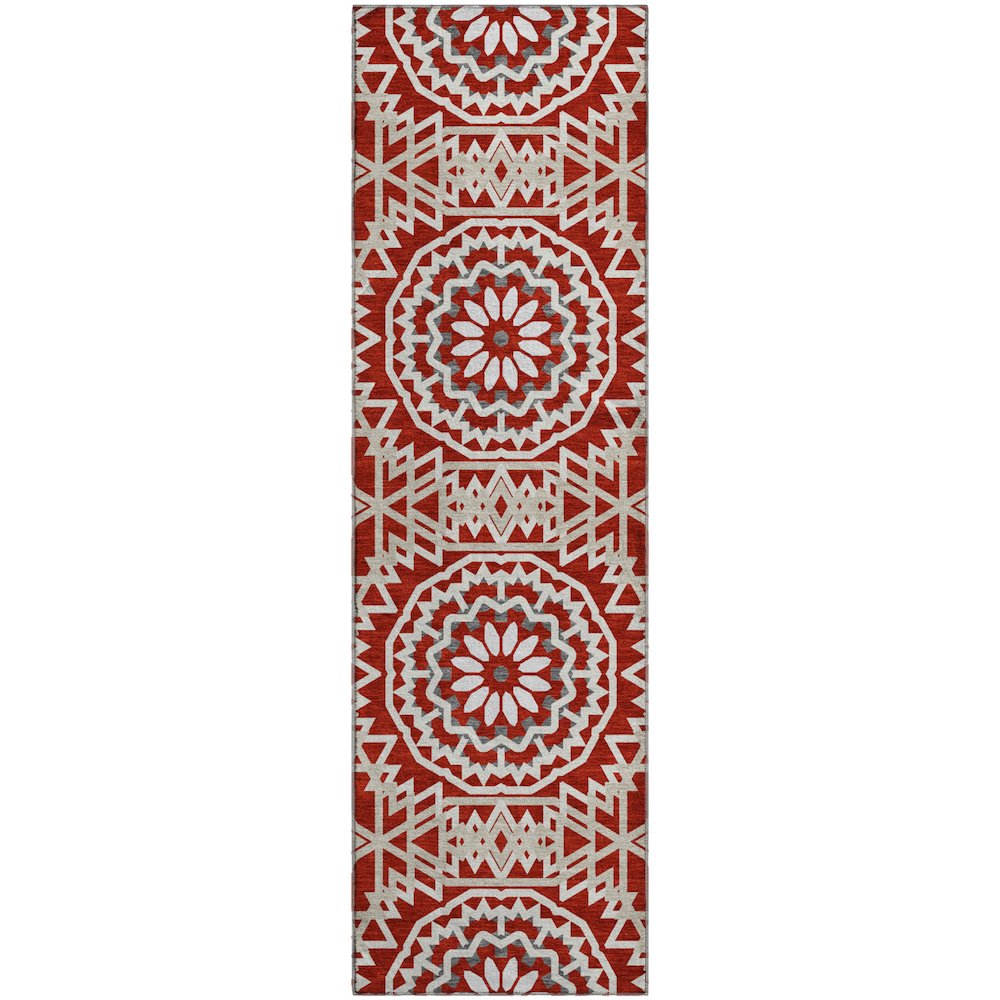 Premium Machine Washable Mayfield  Red 2'3" x 7'6" Runner Rug. Picture 1