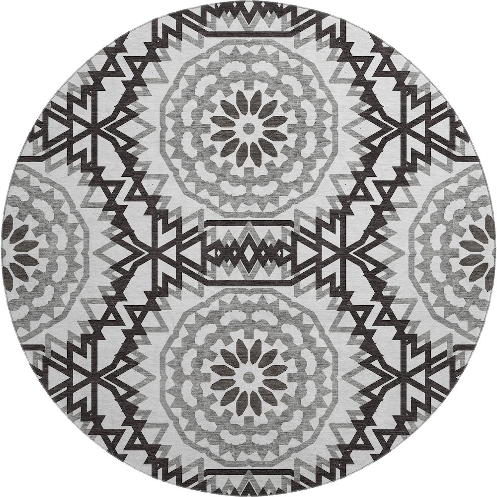 Premium Machine Washable Mayfield  White 8' x 8' Round Rug. Picture 1