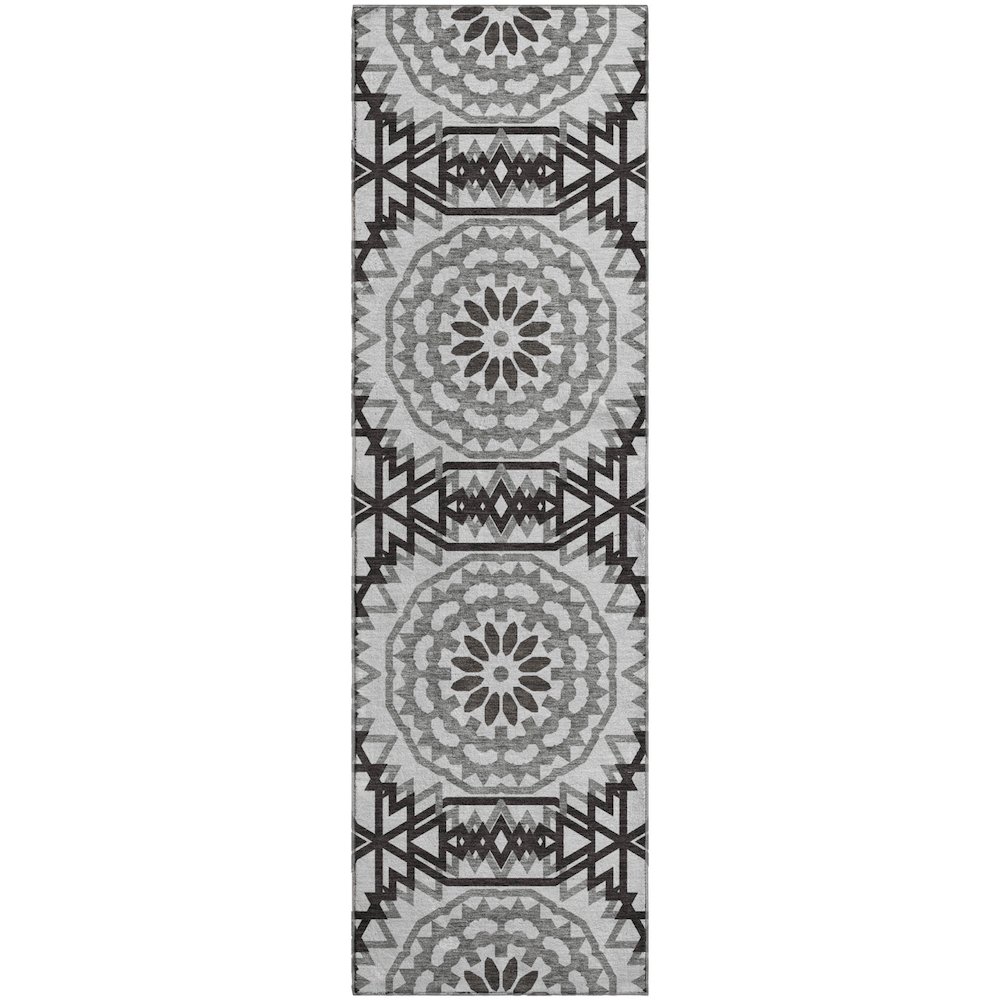 Premium Machine Washable Mayfield  White 2'3" x 7'6" Runner Rug. Picture 1