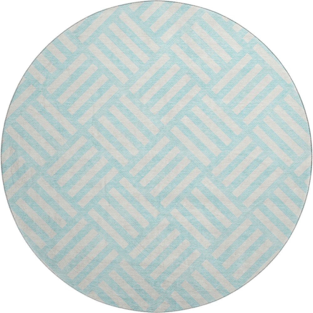 Premium Machine Washable Mayfield  Aqua 8' x 8' Round Rug. Picture 1