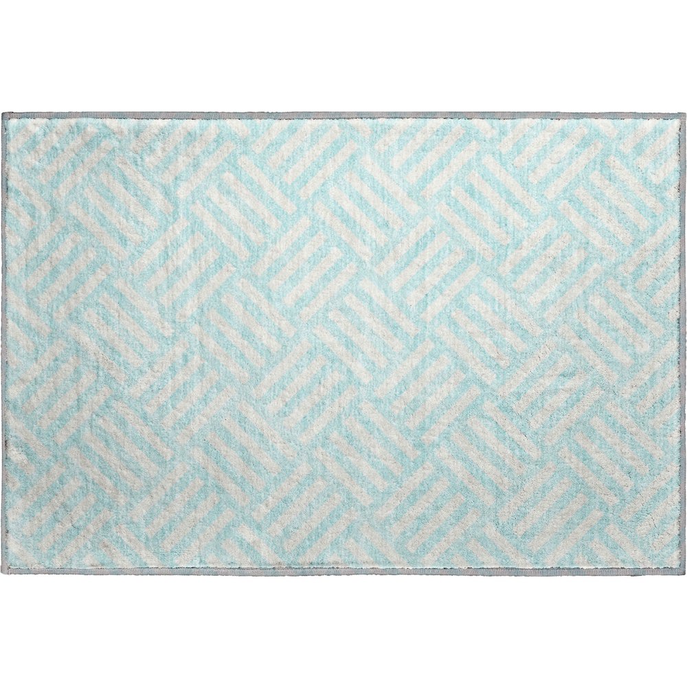 Premium Machine Washable Mayfield  Aqua 1'8" x 2'6" Rug. Picture 1