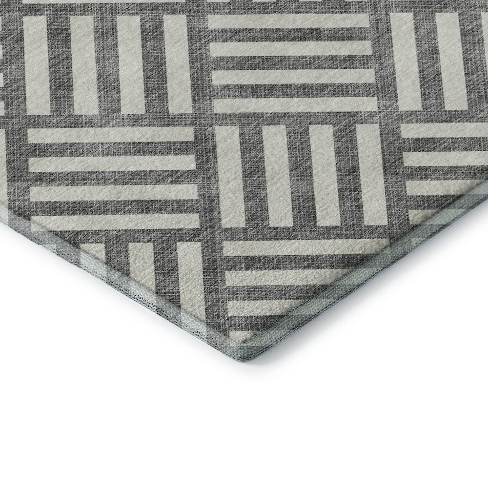 Premium Machine Washable Mayfield  Charcoal 1'8" x 2'6" Rug. Picture 3