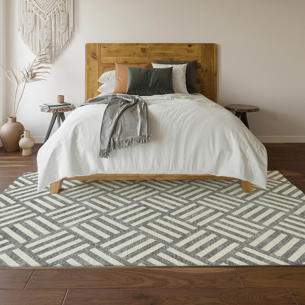 Premium Machine Washable Mayfield  Charcoal 2'6" x 3'10" Rug. Picture 6