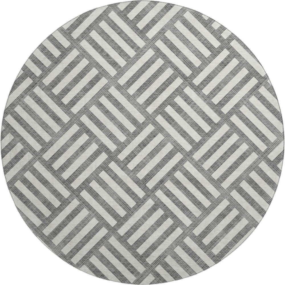 Premium Machine Washable Mayfield  Charcoal 8' x 8' Round Rug. Picture 1