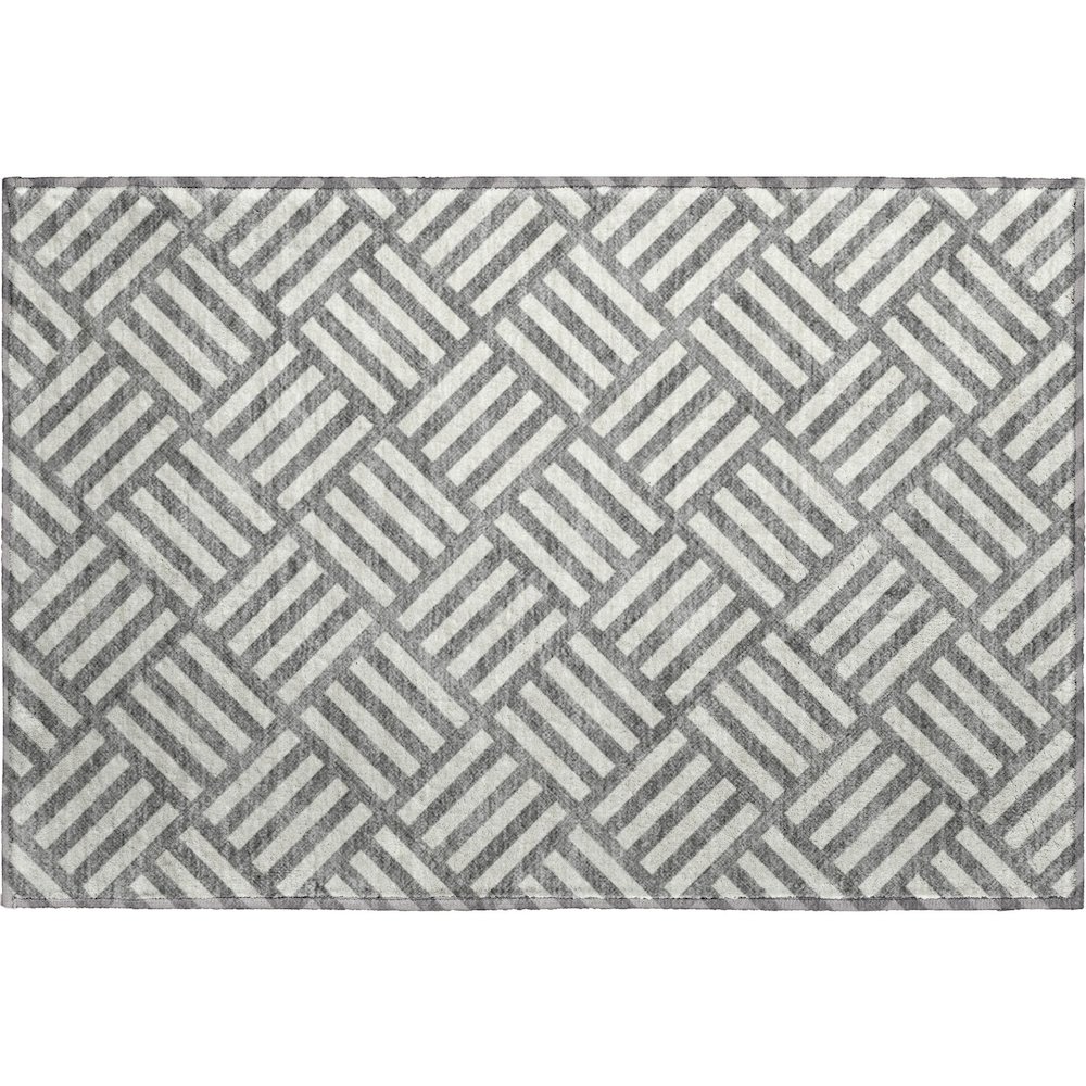 Premium Machine Washable Mayfield  Charcoal 1'8" x 2'6" Rug. Picture 1