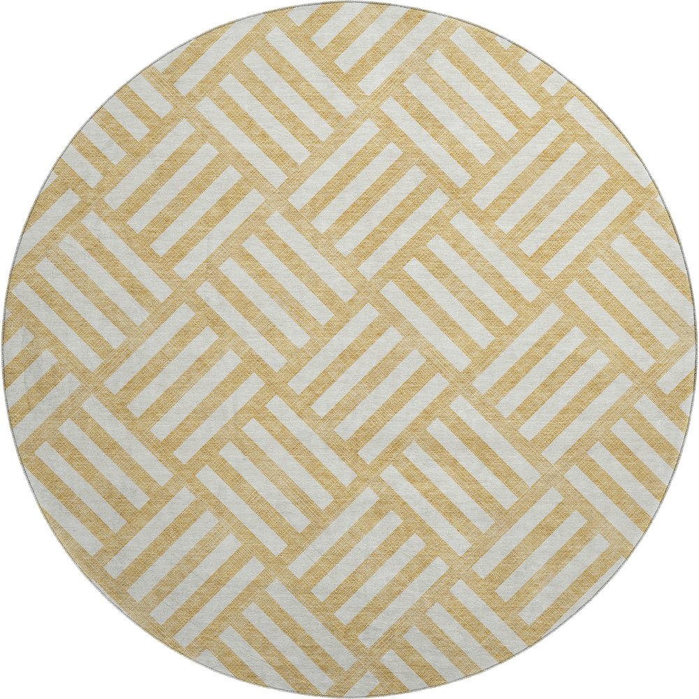 Premium Machine Washable Mayfield  Gold 8' x 8' Round Rug. Picture 1