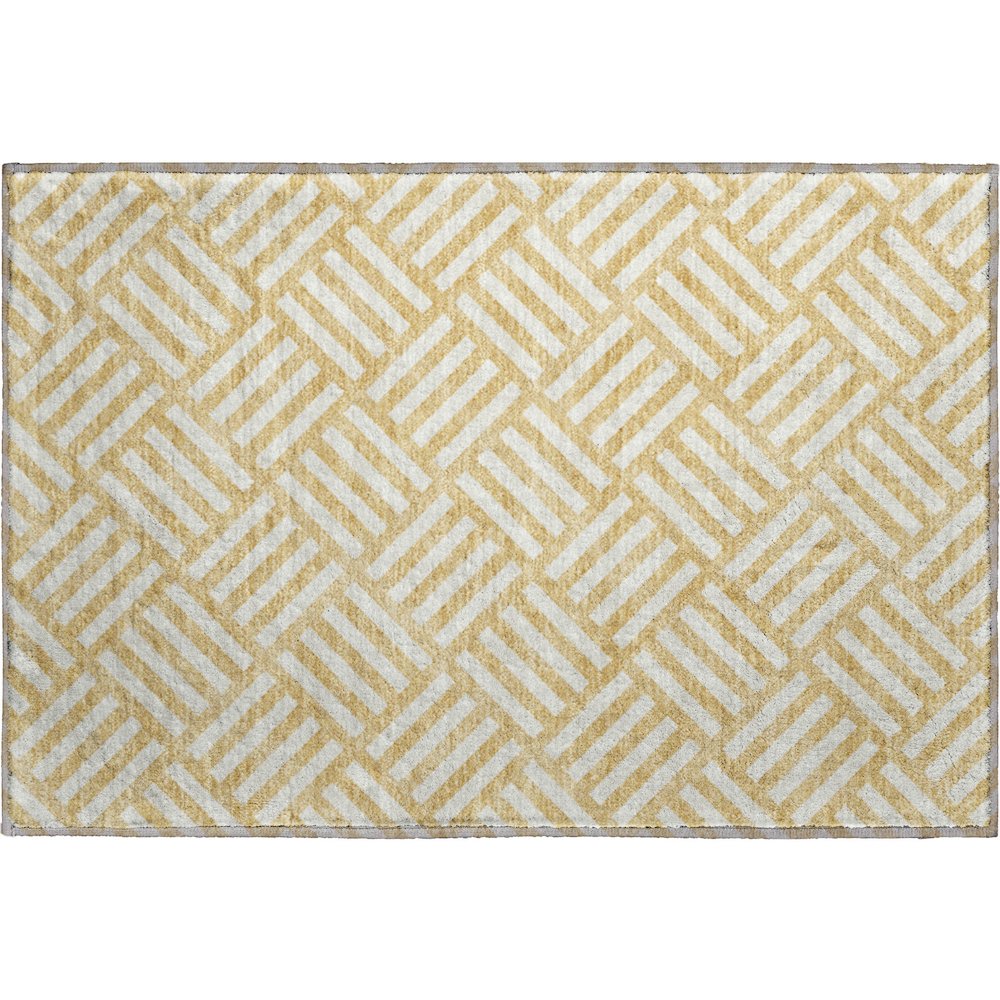 Premium Machine Washable Mayfield  Gold 1'8" x 2'6" Rug. Picture 1