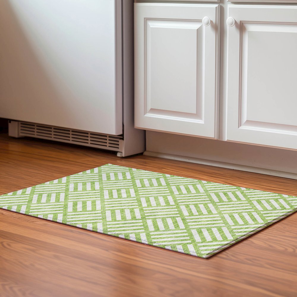 Premium Machine Washable Mayfield  Lime 1'8" x 2'6" Rug. Picture 5