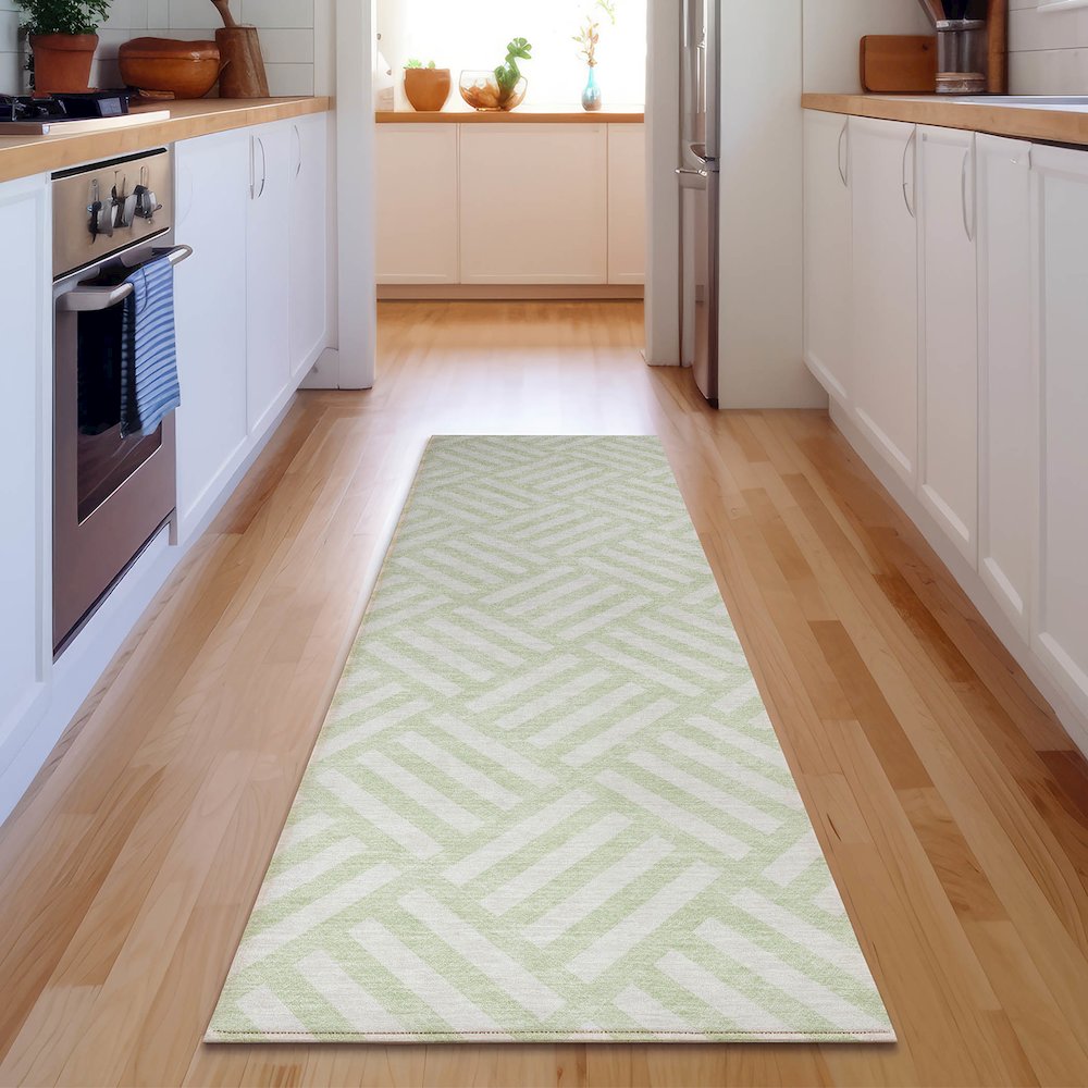 Premium Machine Washable Mayfield  Mint 2'3" x 7'6" Runner Rug. Picture 5