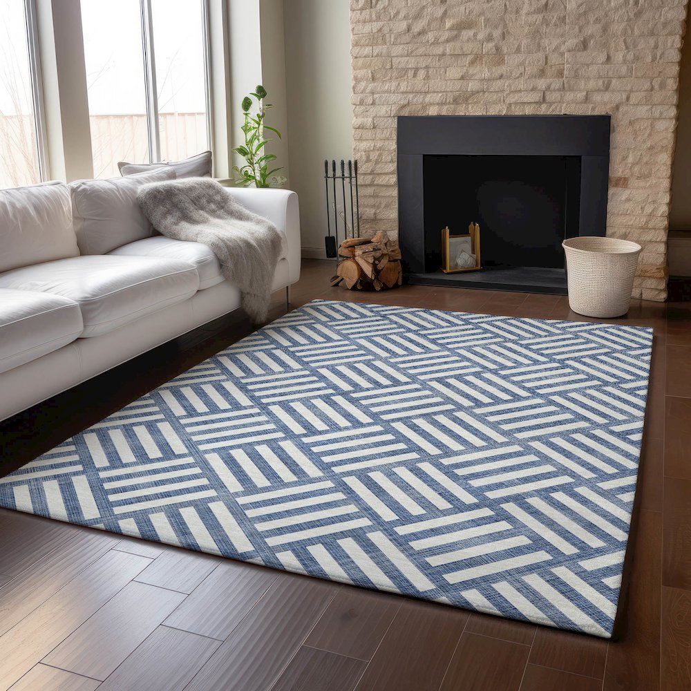 Premium Machine Washable Mayfield  Navy 2'6" x 3'10" Rug. Picture 6