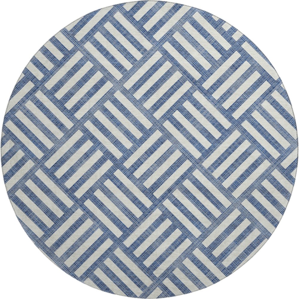 Premium Machine Washable Mayfield  Navy 8' x 8' Round Rug. Picture 1