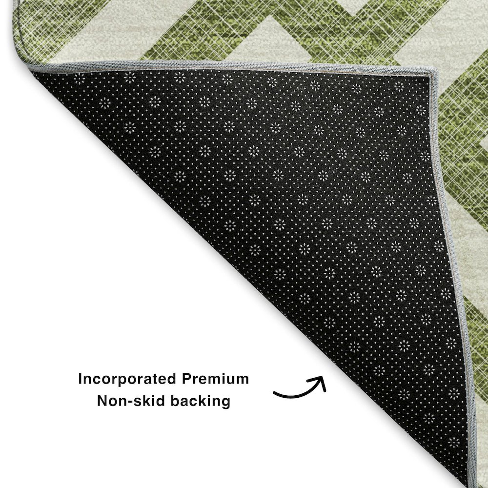 Premium Machine Washable Mayfield  Olive 1'8" x 2'6" Rug. Picture 2