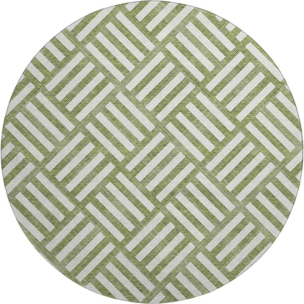 Premium Machine Washable Mayfield  Olive 8' x 8' Round Rug. Picture 1