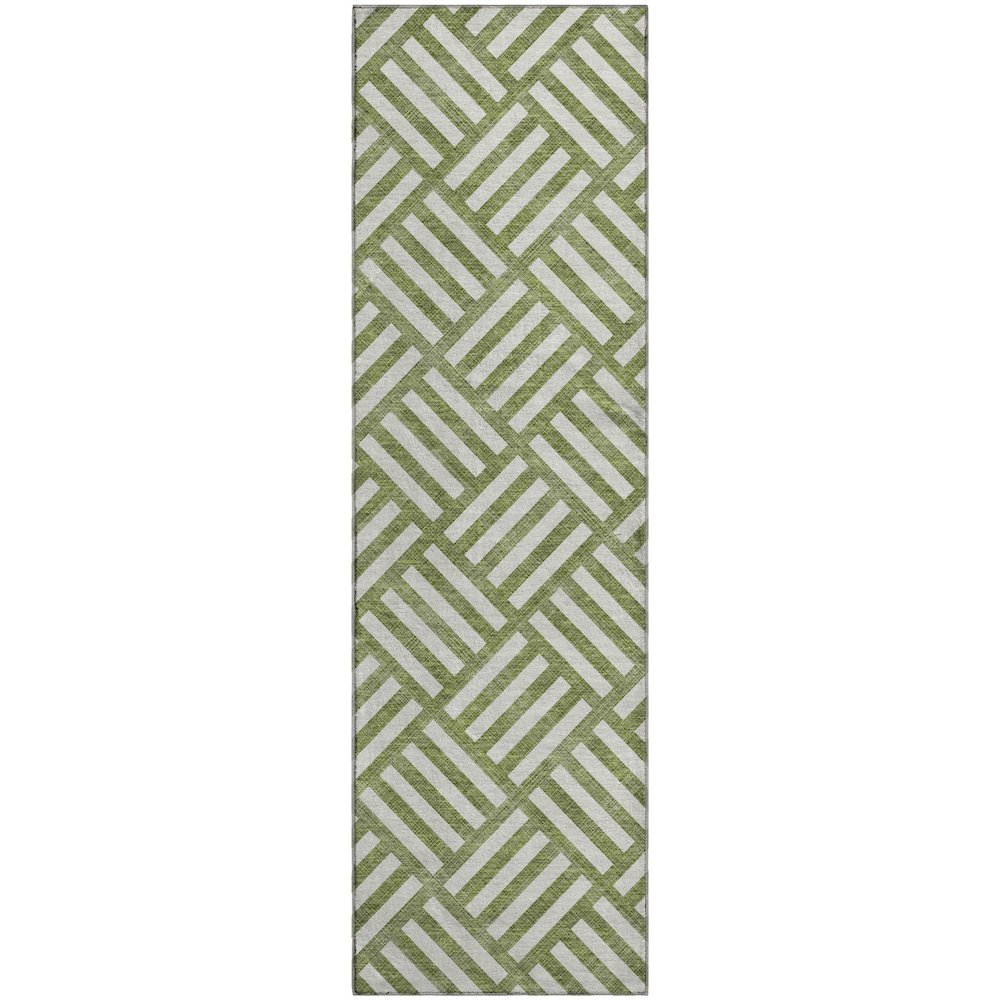 Premium Machine Washable Mayfield  Olive 2'3" x 7'6" Runner Rug. Picture 1