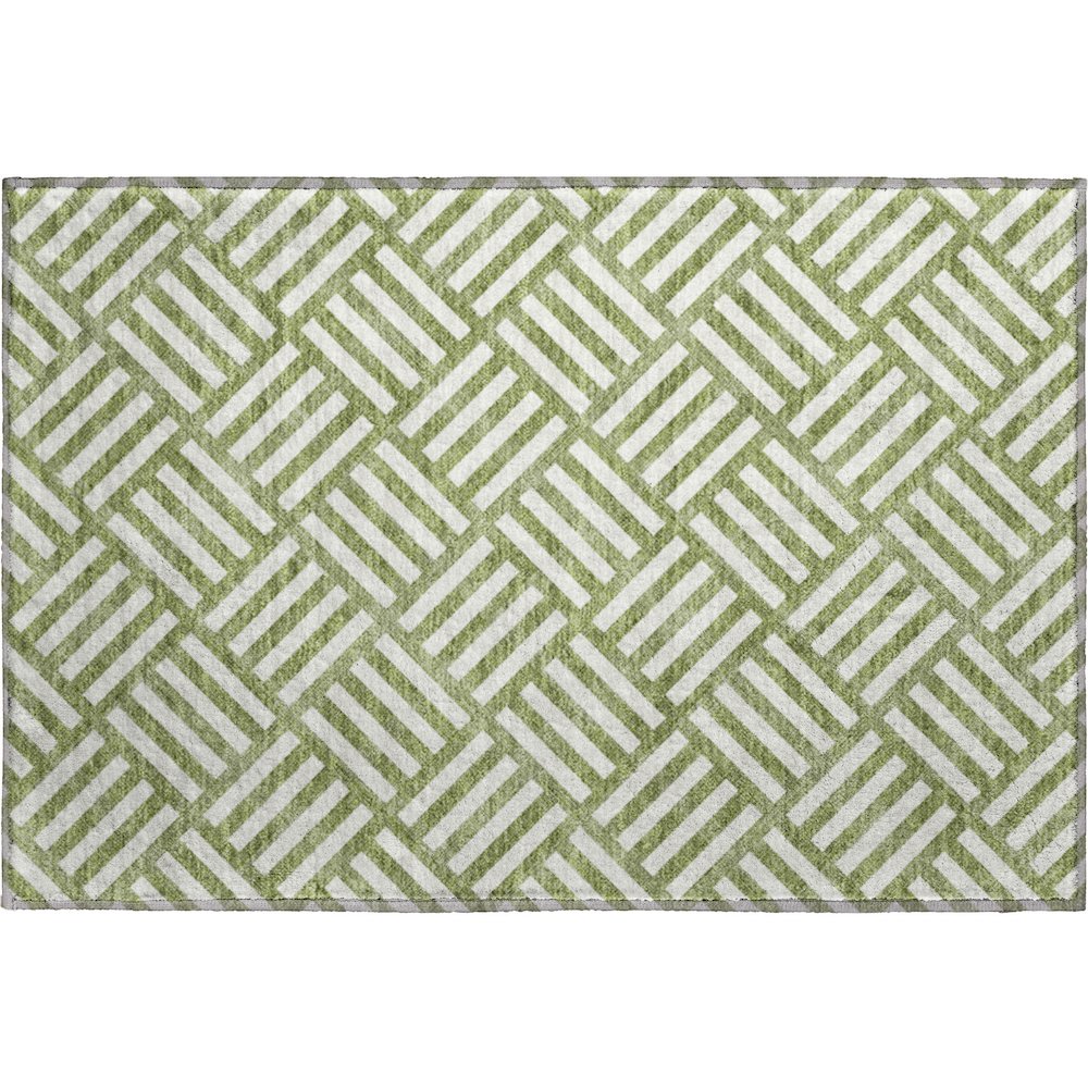 Premium Machine Washable Mayfield  Olive 1'8" x 2'6" Rug. Picture 1