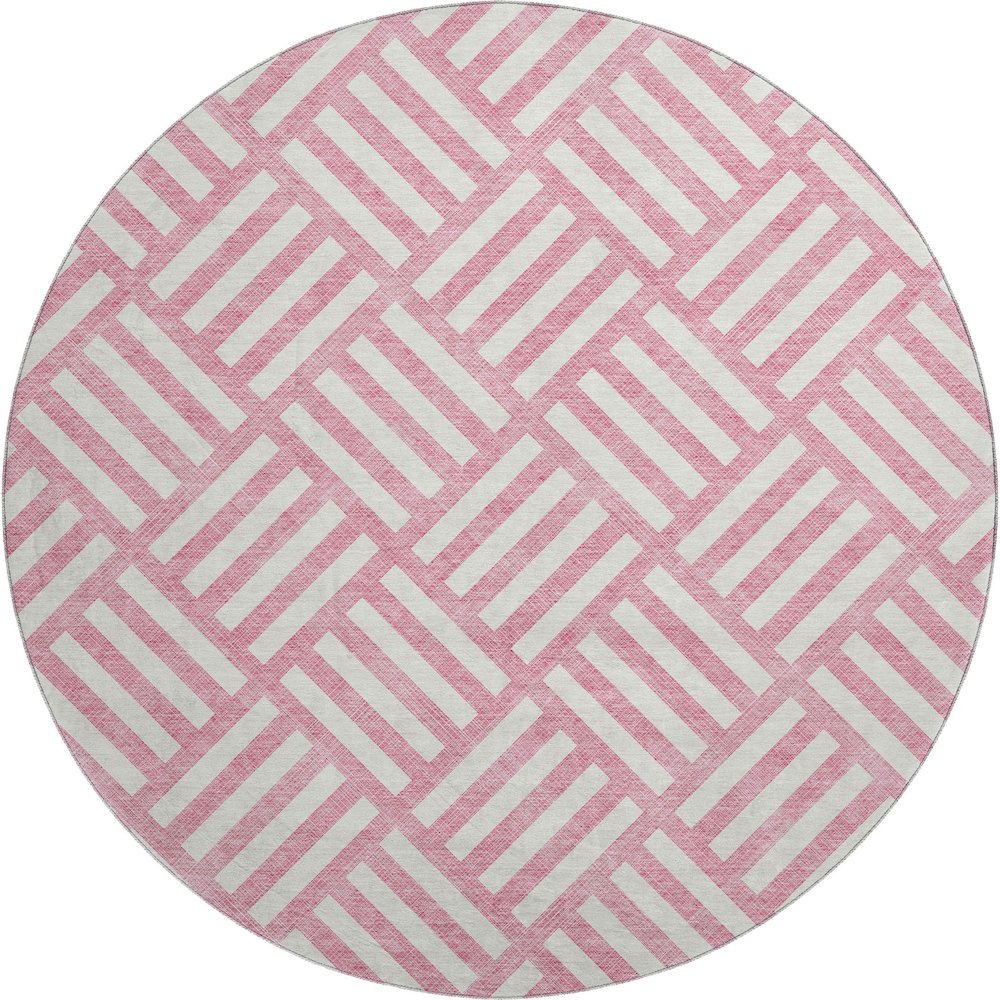 Premium Machine Washable Mayfield  Pink 8' x 8' Round Rug. Picture 1