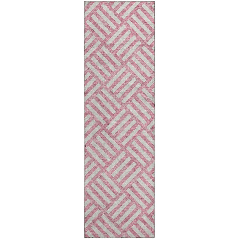 Premium Machine Washable Mayfield  Pink 2'3" x 7'6" Runner Rug. Picture 1