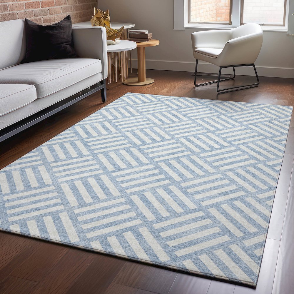 Premium Machine Washable Mayfield  Sky 2'6" x 3'10" Rug. Picture 5