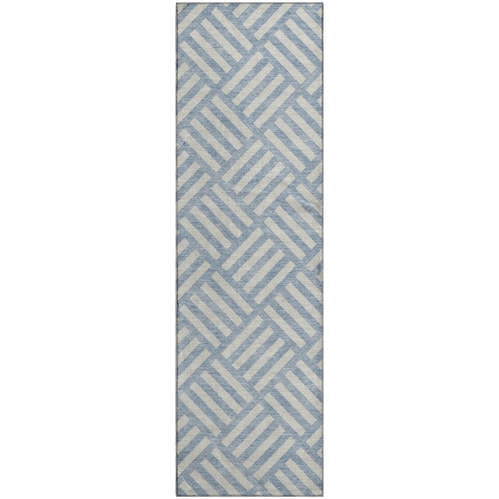 Premium Machine Washable Mayfield  Sky 2'3" x 7'6" Runner Rug. Picture 1
