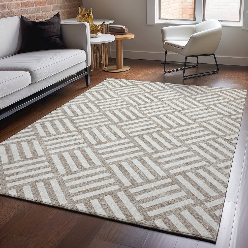 Premium Machine Washable Mayfield  Taupe 2'6" x 3'10" Rug. Picture 5