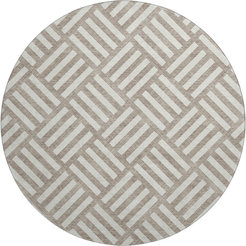 Premium Machine Washable Mayfield  Taupe 8' x 8' Round Rug. Picture 1