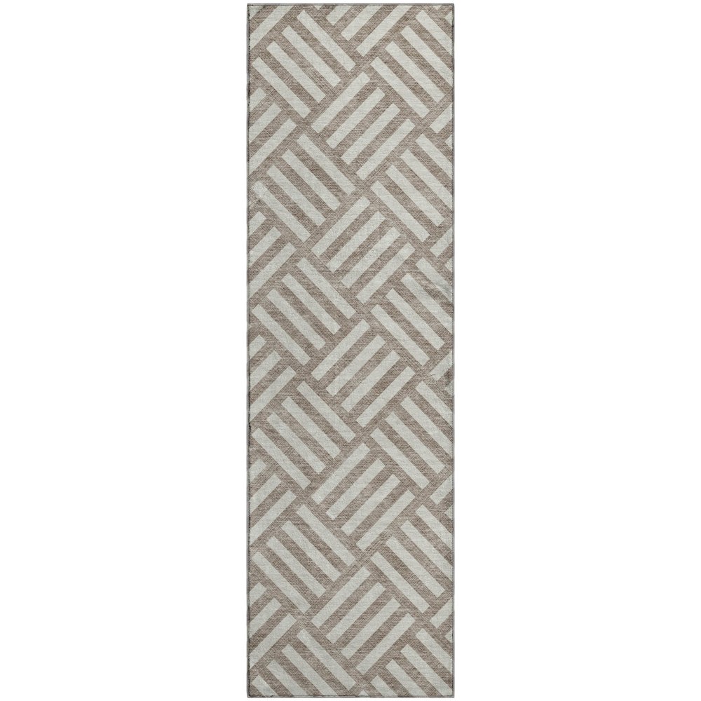 Premium Machine Washable Mayfield  Taupe 2'3" x 7'6" Runner Rug. Picture 1