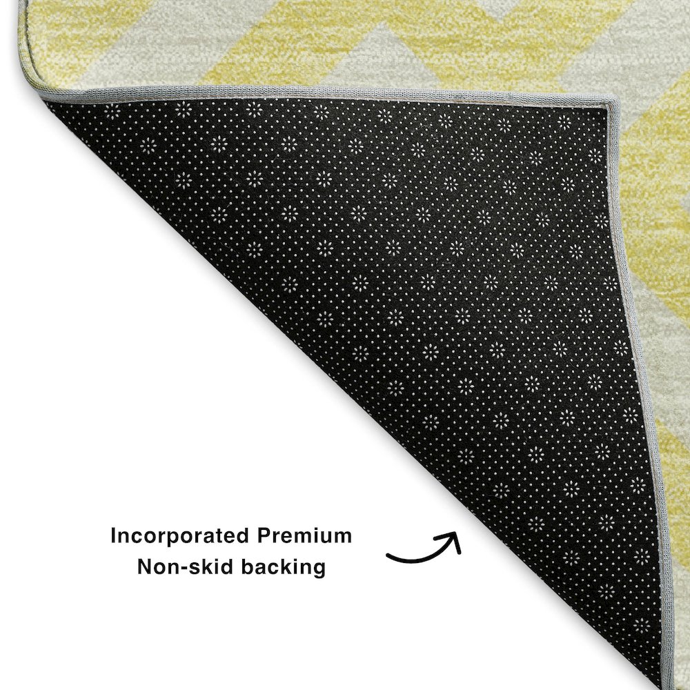 Premium Machine Washable Mayfield  Yellow 1'8" x 2'6" Rug. Picture 2