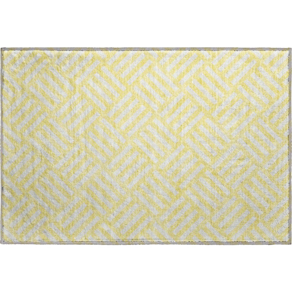 Premium Machine Washable Mayfield  Yellow 1'8" x 2'6" Rug. Picture 1