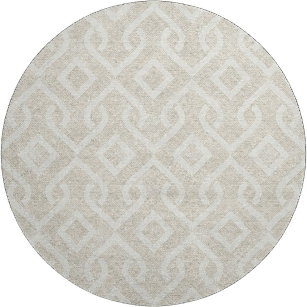 Premium Machine Washable Mayfield  Beige 8' x 8' Round Rug. Picture 1