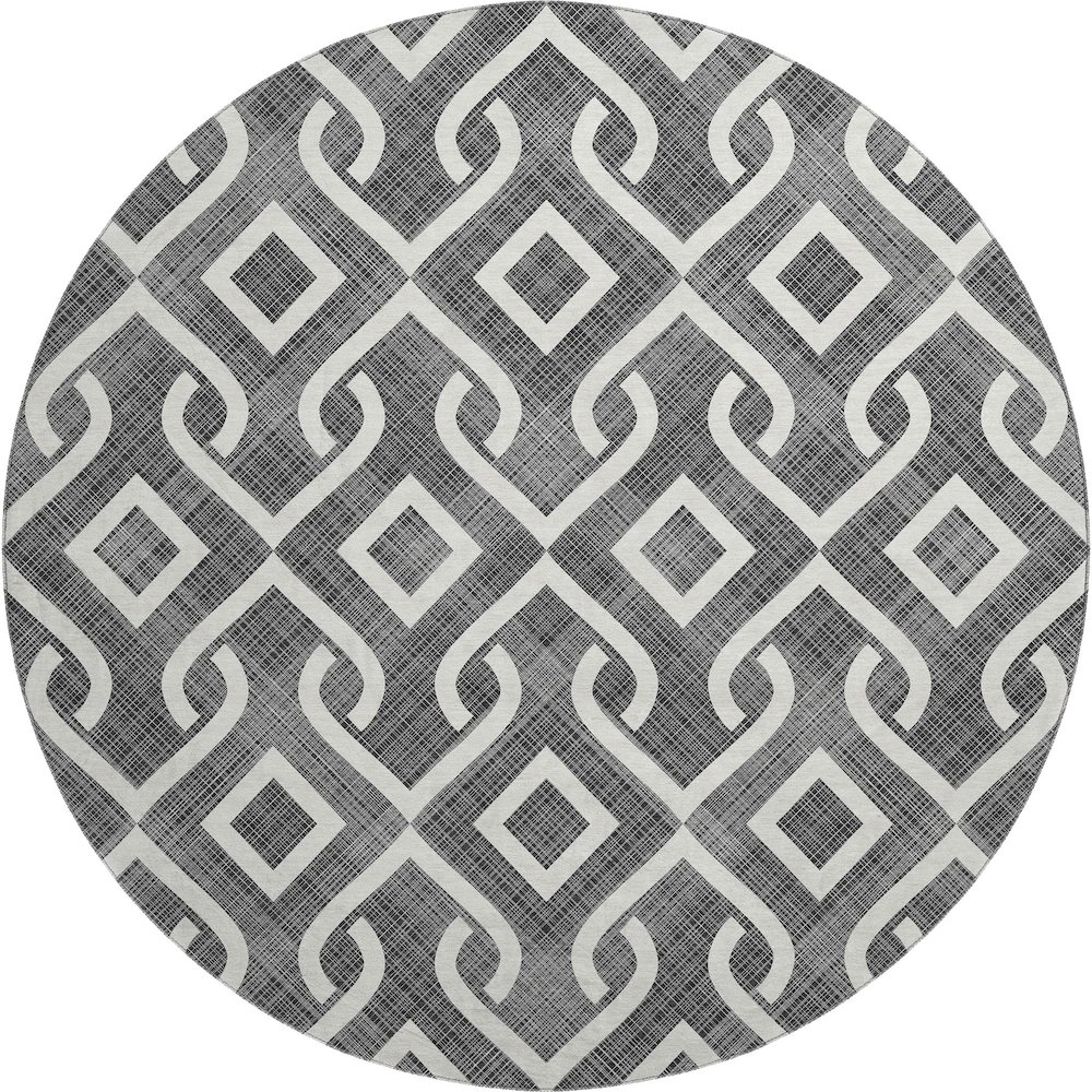 Premium Machine Washable Mayfield  Black 8' x 8' Round Rug. Picture 1